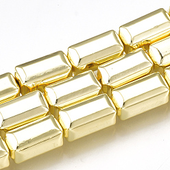 Golden Plated Electroplate Non-magnetic Synthetic Hematite Beads Strands, Cuboid, Golden Plated, 8x4x4mm, Hole: 1mm, about 51pcs/strand, 16.1 inch