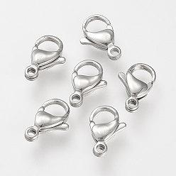 Stainless Steel Color 304 Stainless Steel Lobster Claw Clasps, Parrot Trigger Clasps, Stainless Steel Color, 12x7x3.5mm, Hole: 1.5mm