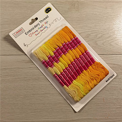 Yellow 12 Skeins 12 Colors 6-Ply Polycotton(Polyester Cotton) Embroidery Floss, Cross Stitch Threads, Gradient Color, Yellow, 0.8mm, 8m(8.74 Yards)/skein