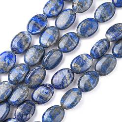 Lapis Lazuli Natural Lapis Lazuli Beads Strands, Flat Oval, 14x10x4~5mm, Hole: 0.7mm, about 28~29pcs/strand, 15.35''~15.55'(39~39.5cm)