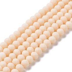 Pêche Chapelets de perles en verre, facette, givré, rondelle, peachpuff, 4mm, Trou: 1mm, Environ 123~127 pcs/chapelet, 16.5~16.9 pouce (42~43 cm)