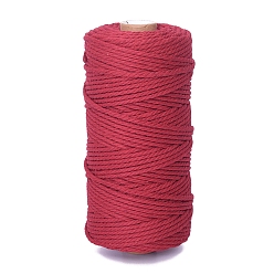 Indian Red 100M Round Cotton Braided Cord, for DIY Handmade Tassel Embroidery Craft, Indian Red, 3mm, about 109.36 Yards(100m)/Roll