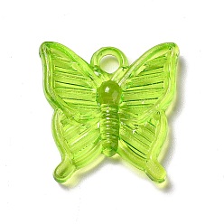 Césped Verde Colgantes de acrílico transparentes, encanto de mariposa, verde césped, 23.5x23x4 mm, agujero: 3 mm, Sobre 530 unidades / 500 g
