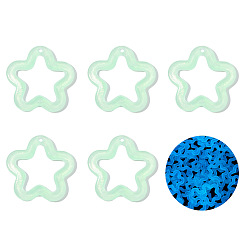 Aquamarine Luminous Acrylic Pendants, Star, Aquamarine, 30x30mm, Hole: 2mm, 10pcs/bag