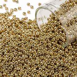 (557) Gold Metallic Toho perles de rocaille rondes, perles de rocaille japonais, (557) or métallisé, 11/0, 2.2mm, Trou: 0.8mm, environ 50000 pcs / livre