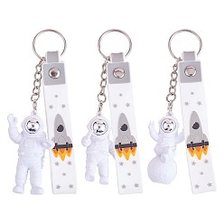 Platine 3 pcs astronaute porte-clés mignon espace porte-clés pour sac à dos portefeuille voiture porte-clés décoration enfants espace cotillons, platine, 21.5 cm