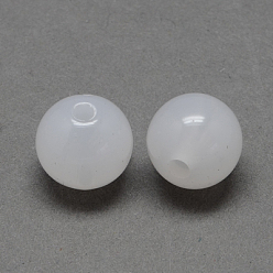White Imitation Jade Acrylic Beads, Round, White, 8mm, Hole: 2mm, about 1666pcs/500g