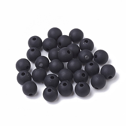 Black Opaque Acrylic Beads, Frosted, Round, Black, 8mm, Hole: 2mm, about 1840pcs/500g