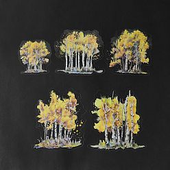 Yellow PET Tree Self Adhesive Decorative Stickers, Waterproof Glitter Decals for DIY Scrapbooking, Card Making, Yellow, 59~99x51~86x0.2mm