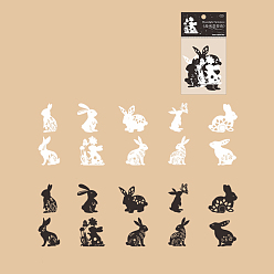 Rabbit Hollow Scrapbook Paper Pads, for DIY Album Scrapbook, Background Paper, Diary Decoration, Black & White, Rabbit Pattern, Packaging: 159x85x2mm, 10 style, 2color/style, 2pc/style, 20pcs/set