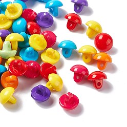 Color mezclado Botones de acrílico, perlas del botón de acrílico opacos, semicírculo, color mezclado, pelea 10.5 mm de diámetro, 10 mm de espesor, agujero: 2 mm, Sobre 1350 unidades / 500 g