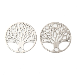 Platinum Rack Plating Brass Connector Charms, Etched Metal Embellishments, Long-Lasting Plated, Tree of Life Links, Platinum, 15x0.3mm, Hole: 1.8mm