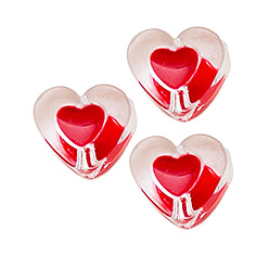 Red Transparent Acrylic Enamel Beads, Heart, Red, 18x10mm, Hole: 2.5mm, about 500g/bag