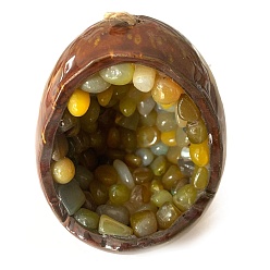 Ágata Amarilla Lámpara colgante de ágata amarilla huevo de dragón, adorno curativo de cristal, decoraciones para el hogar, 90x105 mm