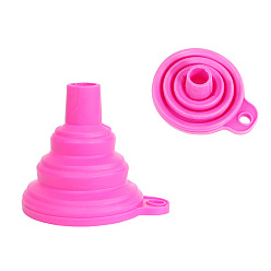 Deep Pink Portable Silicone Funnel Hopper, Foldable, for Beads Liquid Powder Transfer, Deep Pink, 75mm