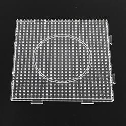 Clear Square ABC Plastic Pegboards used for 5x5mm DIY Fuse Beads, Clear, 146x146x7mm