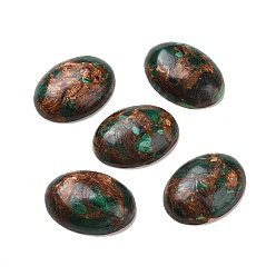 Malachite Cabochons de malachite naturelles, avec bronzite, ovale, 30x22x6~6.5mm