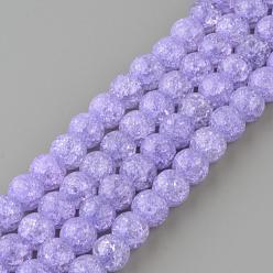 Lilac Synthetic Crackle Quartz Beads Strands, Round, Dyed, Lilac, 10mm, Hole: 1mm, about 40pcs/strand, 15.7 inch
