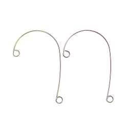 Rainbow Color Rainbow Color 316 Stainless Steel Ear Cuff Findings, Climber Wrap Around Non Piercing Earring Findings with 2 Loop, 59x37x0.5mm, Hole: 4mm