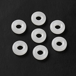 White Glass Linking Rings, Imitation Jade, Round Ring, White, 12.5x4mm, Inner Diameter: 5mm