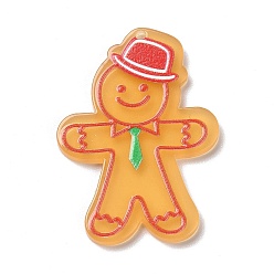 Gingerbread Man Printed Acrylic Pendants, for Christmas, Gingerbread Man Pattern, 39.5x28x2mm, Hole: 1.6mm