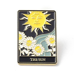 Colorido Pin de esmalte de tarjeta de tarot de moda, broche de la aleación, dorado, el sol xix, 30.5x21x10 mm, pin: 1 mm