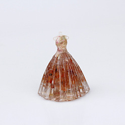 Sienna Resin Wedding Dress Display Decoration, with Natural Gemstone Chips inside Statues for Home Office Decorations, Sienna, 56x70mm