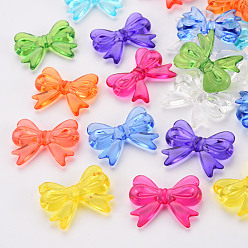Mixed Color Transparent Acrylic Beads, Bowknot, Mixed Color, 23x29.5x6mm, Hole: 1.6mm, about 293pcs/500g