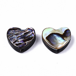 Colorful Natural Abalone Shell/Paua Shell Beads, Heart, Colorful, 10x10.5x3.5mm, Hole: 1mm