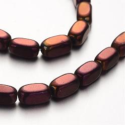 Plateado Púrpura Electroplate hematites sintética hebras de perlas no magnéticas, cuboides, púrpura chapado, 8x4x4 mm, agujero: 1 mm, sobre 52 unidades / cadena, 15.7 pulgada