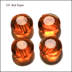 Dark Orange Imitation Austrian Crystal Beads, Grade AAA, Faceted, Flat Round, Dark Orange, 8x4mm, Hole: 0.9~1mm
