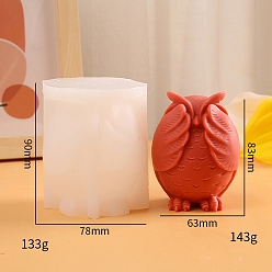 White 3D No Seeing Owl Scented Candle Silicone Molds, Candle Making Molds, Aromatherapy Candle Mold, White, 7.8x9cm, Inner Diameter: 6.3x8.3cm