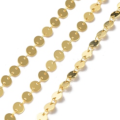 Chapado en Oro Real 18K 925 cadenas de eslabones redondos planos de plata esterlina, cadenas de lentejuelas, soldada, real 18 k chapado en oro, plano y redondo: 4x0.4 mm, anillo de enlace: 3x2x0.4 mm