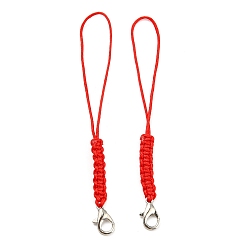 Rouge Sangles mobiles en corde polyester, avec fermoirs mousquetons plaqués platine, rouge, 8.3~8.5 cm