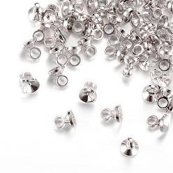Platinum Brass Bead Cap Pendant Bails, for Globe Glass Bubble Cover Pendant Making, Platinum, 4x4mm, Hole: 1.5mm