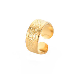 Chapado en Oro Real 18K Chapado en iones (ip) 304 anillo de puño abierto plano de acero inoxidable para mujer, sin níquel, real 18 k chapado en oro, tamaño de EE. UU. 9 1/2 (19.3 mm)