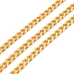 Golden Vacuum Plating 304 Stainless Steel Cuban Link Chains, Unwelded, with Spool, Golden, 6x4.5x1.5mm, about 32.81 Feet(10m)/Roll