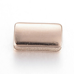 Rose Gold 304 Stainless Steel Beads, Rectangle, Rose Gold, 10x5.5x4mm, Hole: 1.5x2mm