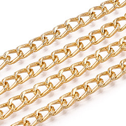 Золотой Алюминиевые текстурированные цепи для бордюров, несварные, с катушкой, золотые, 7x5x1.5 мм, около 131.23 футов (40 м) / рулон