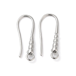 Платинированный Латунные крючки для сережек, провод уха, с петлями, Реальная платина, 19.5x2 мм, отверстие : 2 мм, 20 датчик, штифты : 0.8 мм