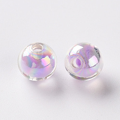 Lilac Transparent Acrylic Beads, Bead in Bead, AB Color, Round, Lilac, 9.5x9mm, Hole: 2mm, about 960pcs/500g