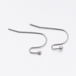 Stainless Steel Color 304 Stainless Steel Earring Hooks, Stainless Steel Color, 13x20x2mm, 20 Gauge, Pin: 0.8mm