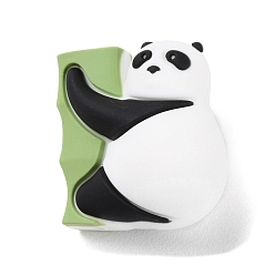 Panda Cuentas focales de silicona ecológicas de calidad alimentaria para animales., masticar cuentas para mordedores, diy collares de enfermería haciendo, panda, 25.5x21.5x15.5 mm, agujero: 2 mm