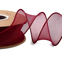 Темно-Красный Полиэстер органза лента, для упаковки подарков, изготовление галстука-бабочки, плоский, темно-красный, 1-5/8 дюйм (40 мм), около 9.84 ярдов (9 м) / рулон