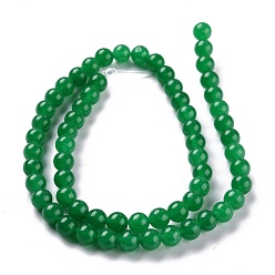 Verdemar Cuentas de jade blanco natural, rondo, teñido, verde mar, 6 mm, agujero: 1 mm, sobre 58~61 unidades / cadena, 37.5~38.5 cm
