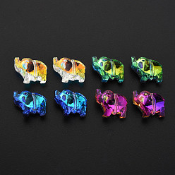 Color mezclado 96 piezas hebras de cuentas de vidrio electrochapadas, facetados, elefante, color mezclado, 13x15x7 mm, agujero: 1 mm