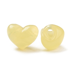 Jaune Champagne Perles acryliques acryliques imitation gelée, cœur, jaune champagne, 14x18.5x13.5mm, Trou: 3.5mm, environ215 pcs / 500 g