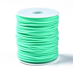 Aquamarine Hollow Pipe PVC Tubular Synthetic Rubber Cord, Wrapped Around White Plastic Spool, Aquamarine, 2mm, Hole: 1mm, about 54.68 yards(50m)/roll