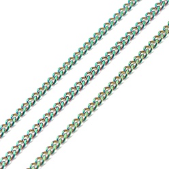 Rainbow Color Ion Plating(IP) Rainbow Color 304 Stainless Steel Curb Chains, Soldered, with Spool, 2.5x2x0.5mm, about 32.81 Feet(10m)/Roll