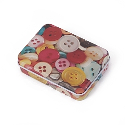 Colorful Tinplate Storage Box, Jewelry Box, for DIY Candles, Dry Storage, Spices, Tea, Candy, Party Favors, Rectangle with Button Pattern, Colorful, 9.6x7x2.2cm